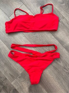 Zaful Red Bikini Set - Strappy Top & Cheeky Bottoms